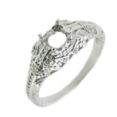 Sterling Silver Semi Mount Ring Setting Round RD 6x6mm Art Deco Style L054R054 - 6 - Syzjewelry